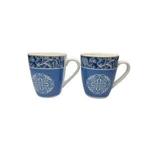 Set Of 2 Blue Coffee Cups From Country Door Dish Set Coffee Cup Tea Cup
